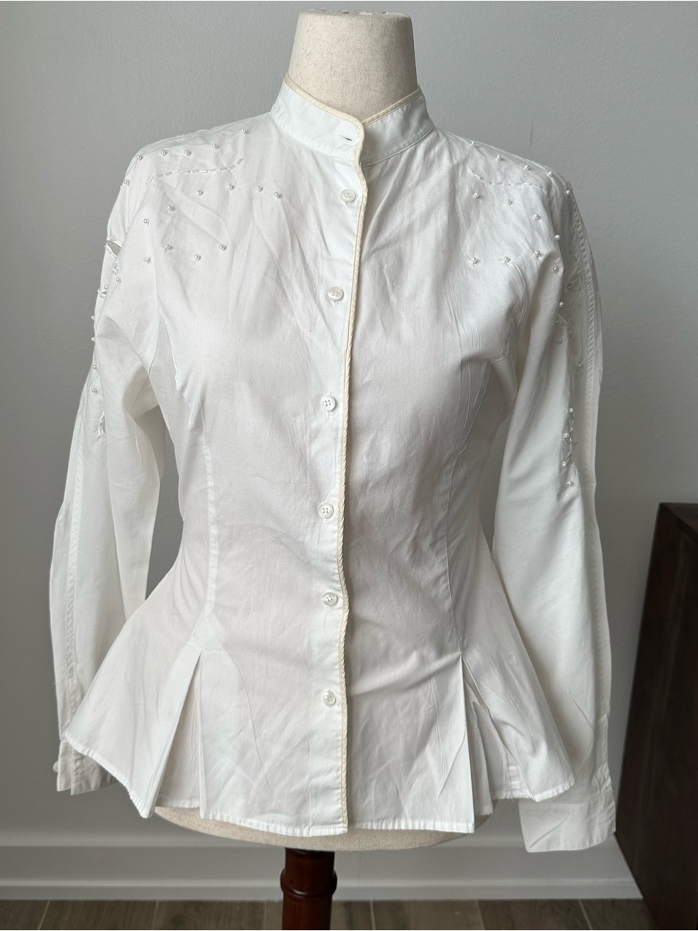 Vintage I.B Diffusion White Button-Front Peplum Blouse